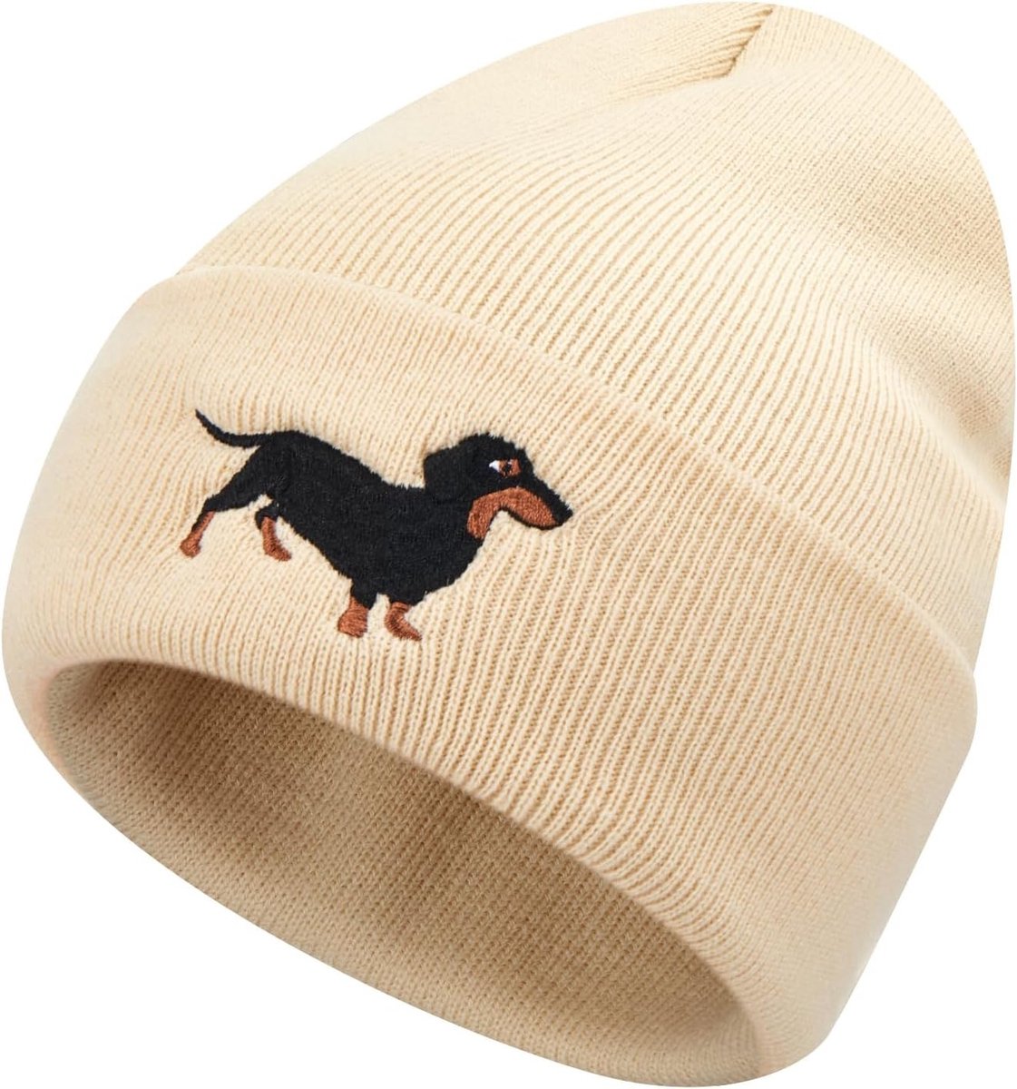 Winterse warme en zachte gebreide hondentrui in beige met mooie borduursels - Perfect cadeau voor hondenliefhebbers