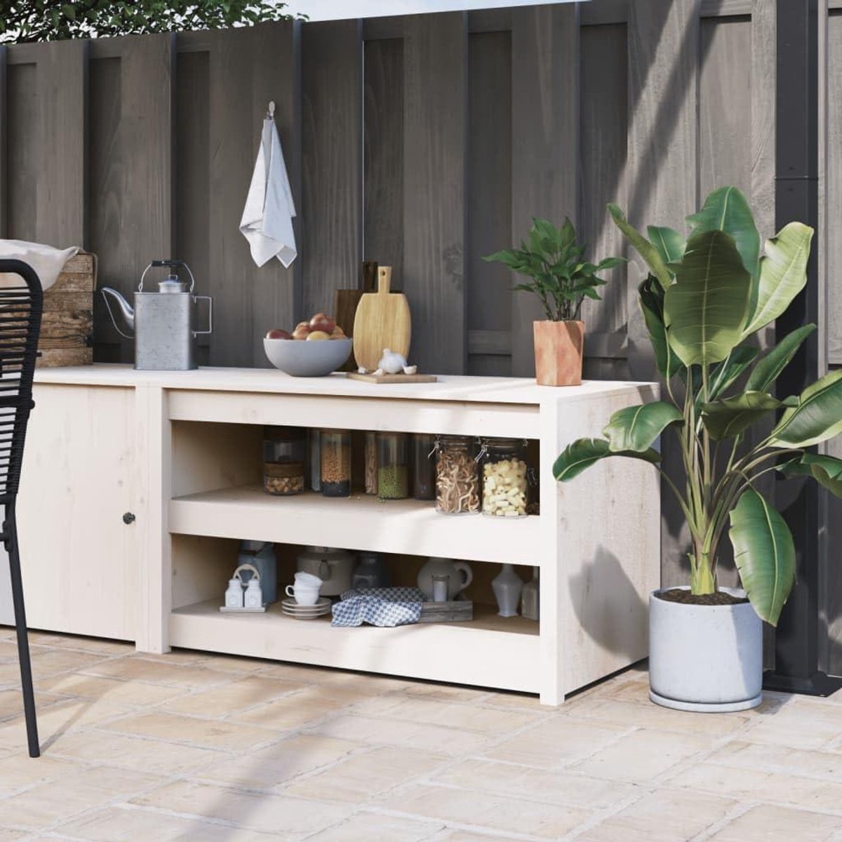 Keukenkast - Tuinkast Opbergkast - Buitenkeuken Inrichten - Modulair Ontwerp - 106 x 55 x 64 cm - Wit