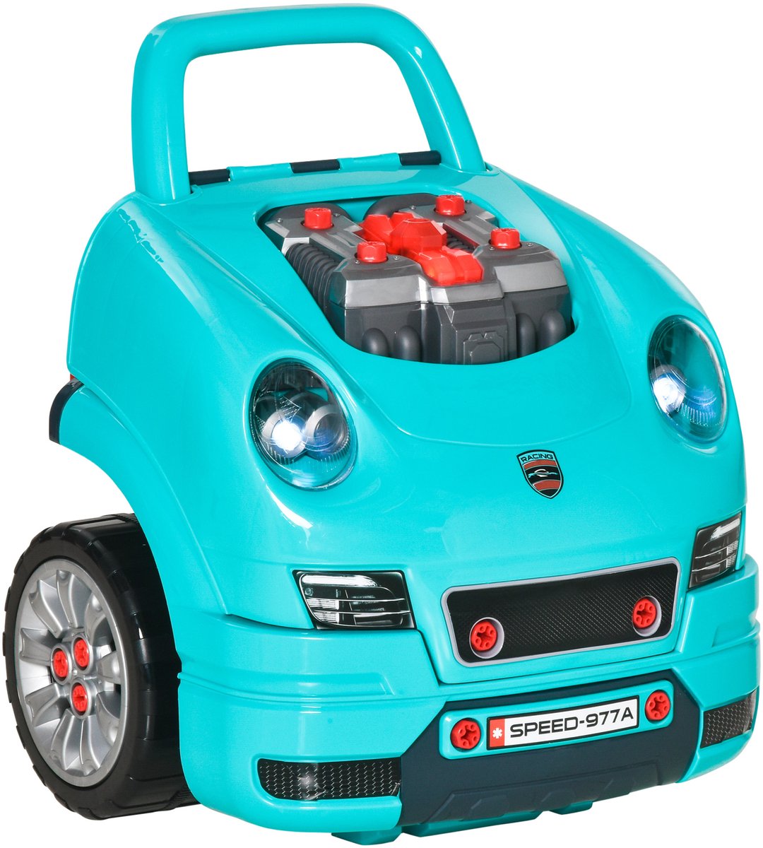 HOMCOM Kinder werkplaats voor Motoren - Kunststof - 47x40x39cm - Blauwgroen