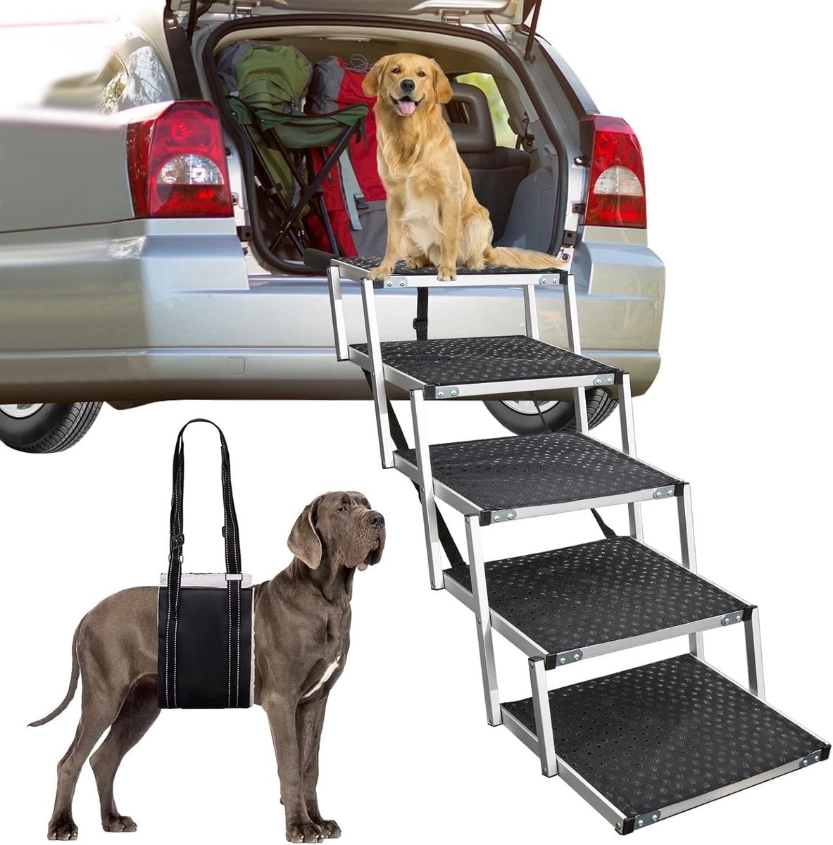 Hondentrap - 5 Stappen - Verstelbare Hoogte - Antislip Oppervlak - Voor Honden