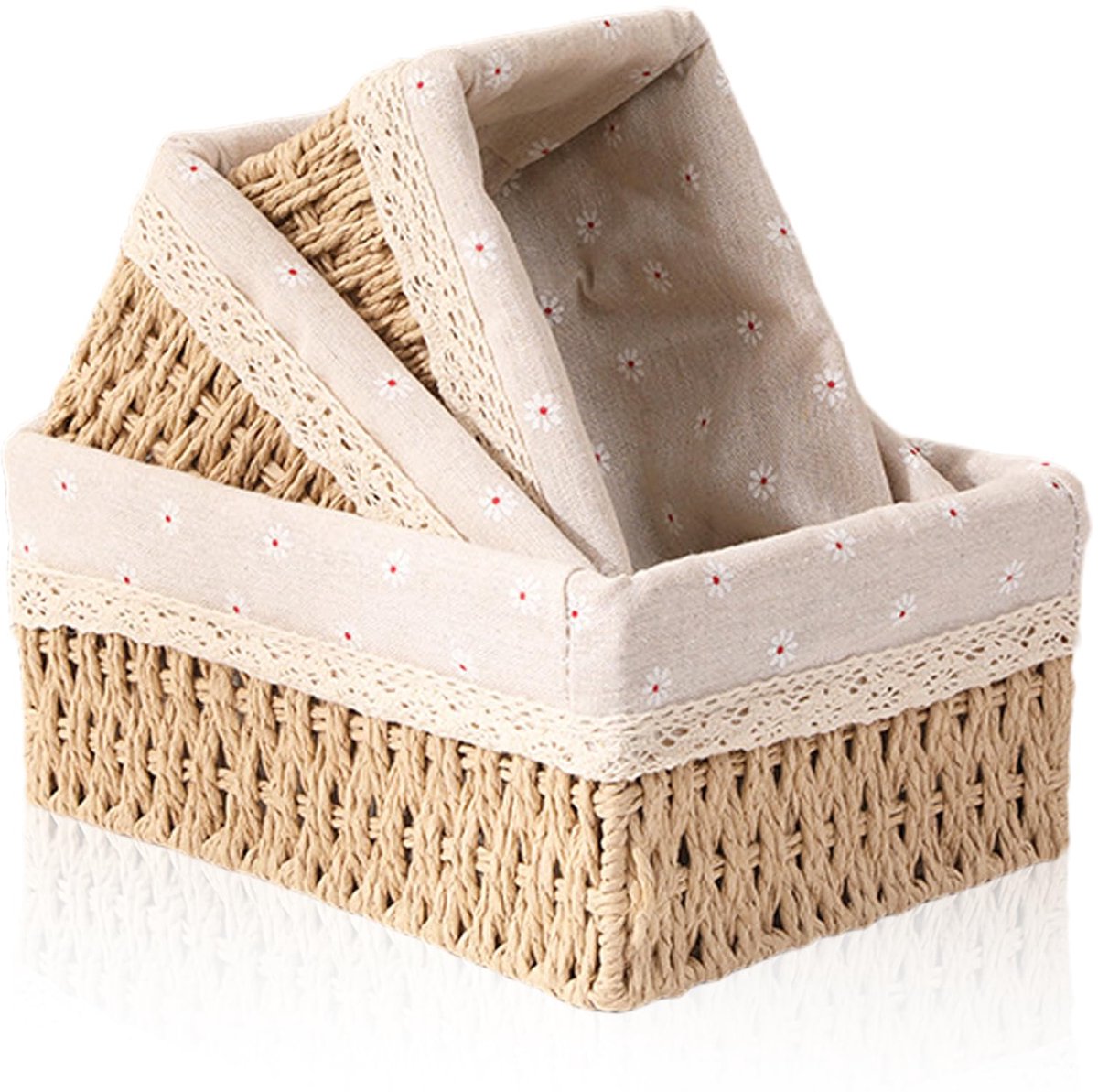 Famanu – Set van 3 gevlochten broodmanden van zeegras, handgeweven opbergmanden, decoratieve manden voor brood en bakwaren