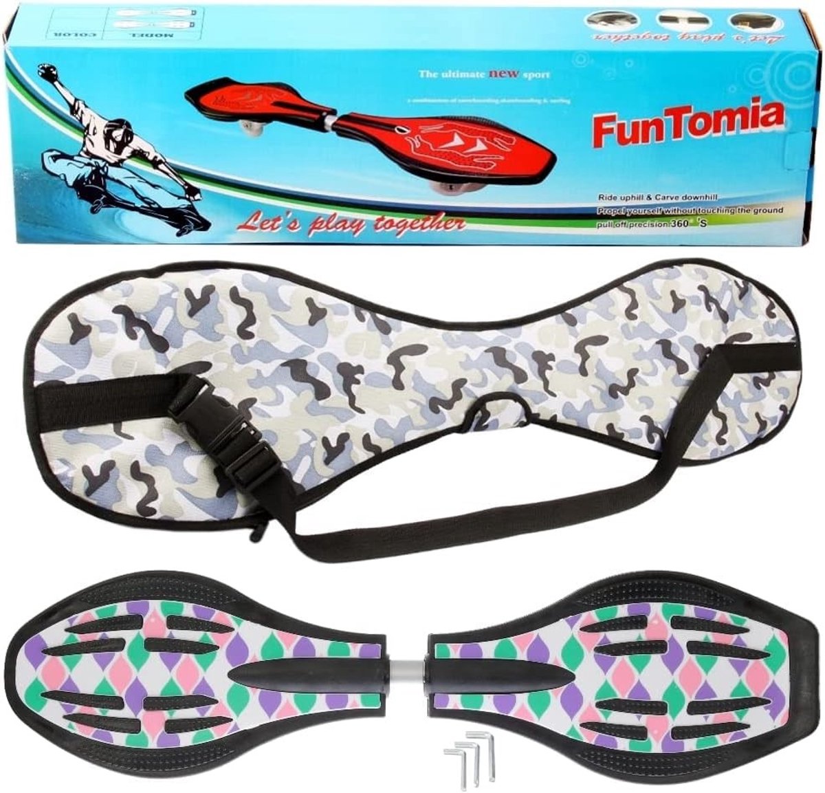 Waveboard - Paars/Turquoise - Geschikt tot 120 kg - Met ABEC9 Kogellagers en LED-wielen - Voor Beginners