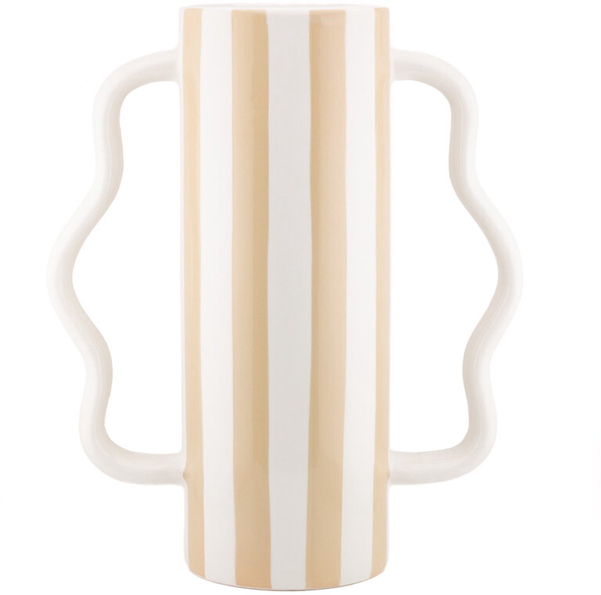Aardewerk vaas met oren Stripe drab