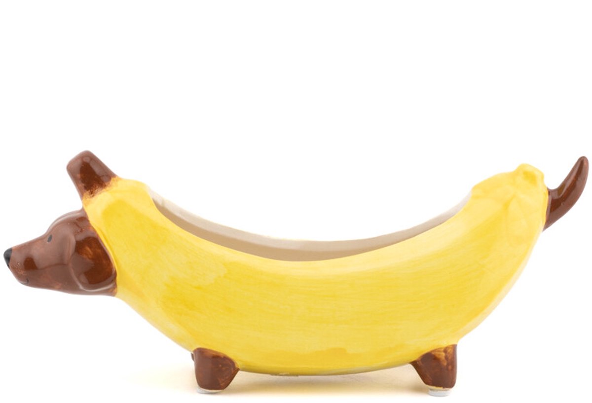 Aardewerk opbergbakje banaan hond