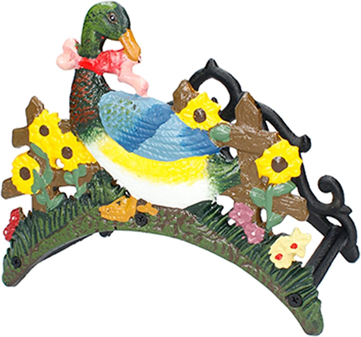 Tuinslanghouder Gietijzer - Vintage - 200 x 150 x 240 mm - Decoratief Eendenpatroon - Voor Tuin en Terras