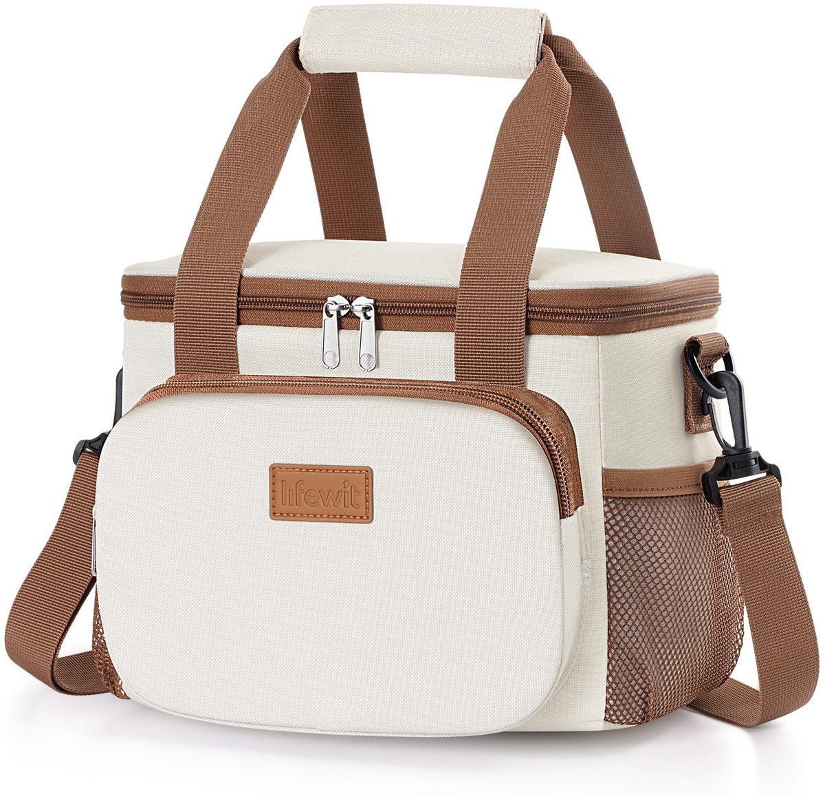 Famanu – Geïsoleerde lunchtas en koeltas, crossbody koelbox voor dames en heren, draagbare koelrugzak, 9L, beige, perfect voor werk, picknick en strand