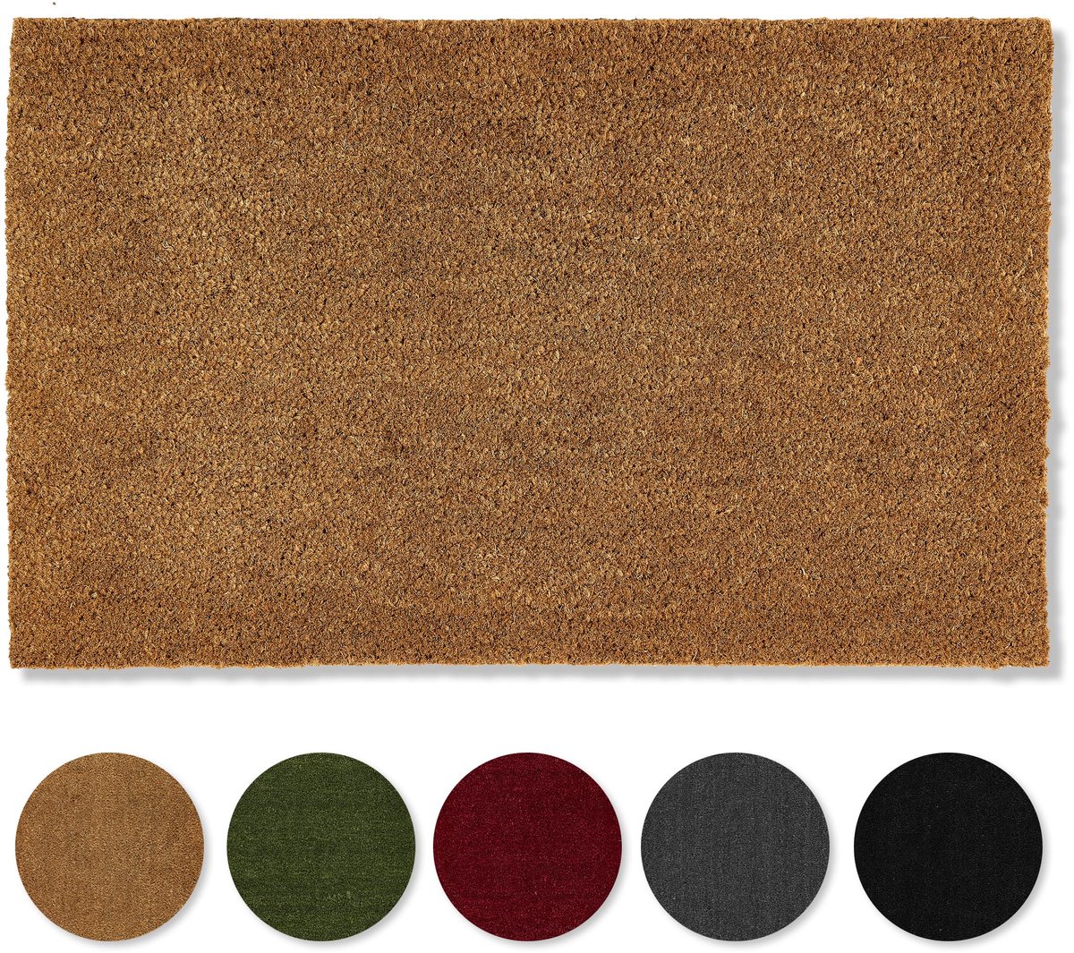 Famanu Antislip kokosmat van 60 x 90 cm, antibacterieel voor overdekte buitenruimtes, 100% natuurlijke vezels Zwart