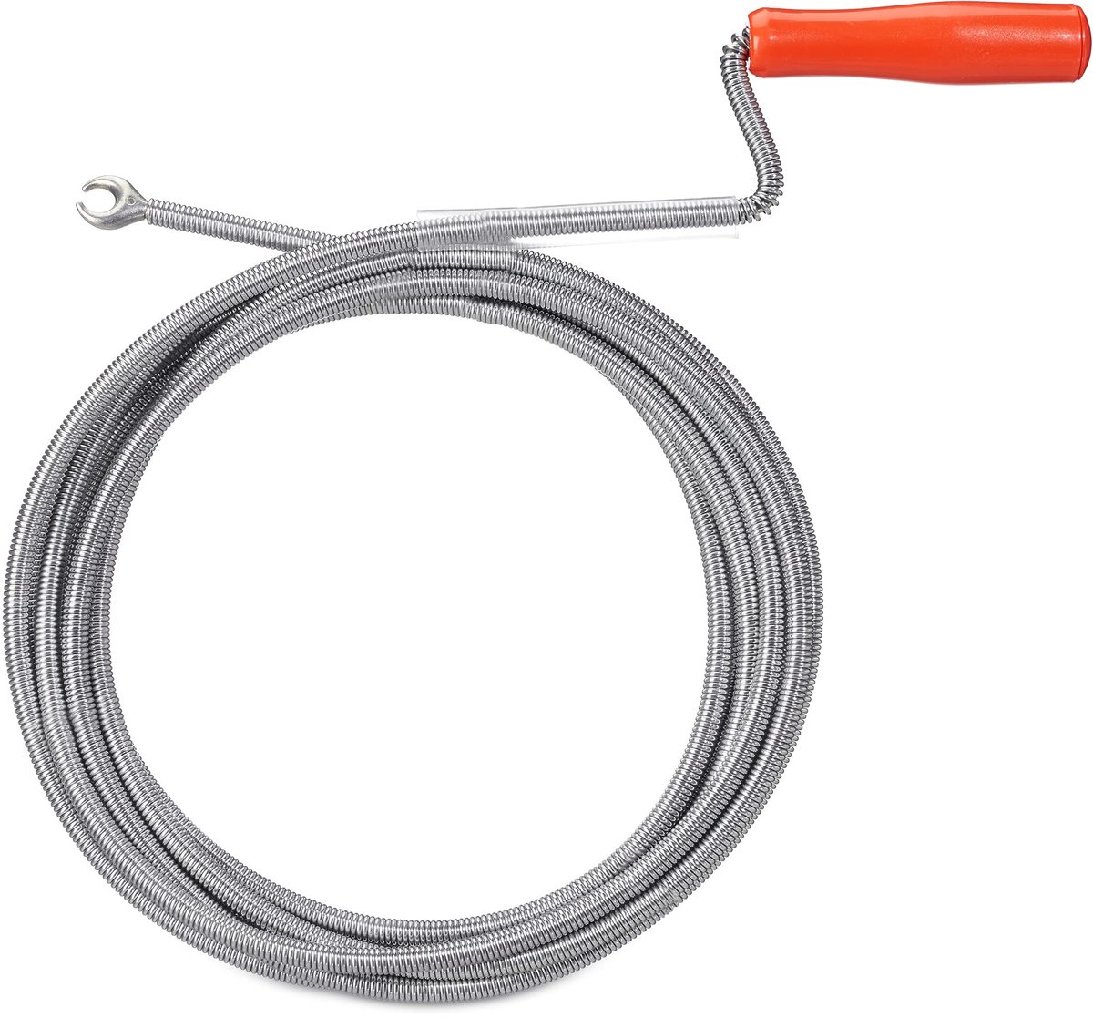 Famanu – Ontstoppingsveer met klauw, mechanische rioolveer voor WC, douche en wastafel, 9 mm x 5 m, zilver