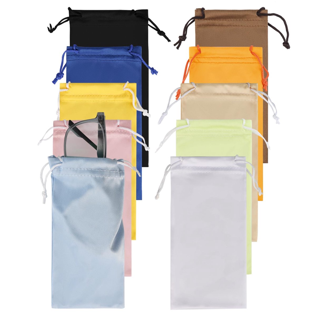 10Stks Insteek Microvezel Brillenzakjes, 18x9.5cm Diverse Kleuren Microfiber Brillentas, Zachte Zonnebrillen - ShopVlot
