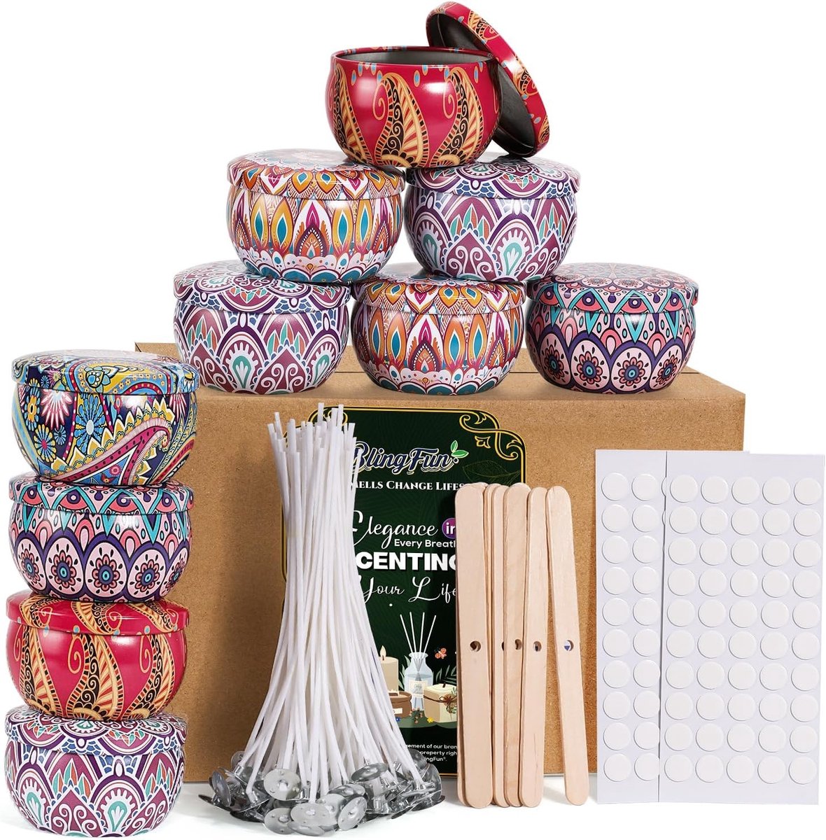 Kaarsenmaakset - Bloemen - 10 Stuks - Kaarscontainers met Deksel - Voor Beginners en Knutselliefhebbers