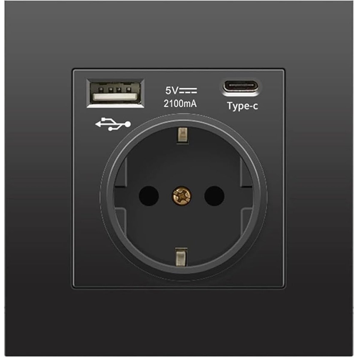 . Wandcontactdoos met USB-A, USB-C 5V 2100ma, Snel Opladen. Europese Stopcontacten voor Thuis. - ShopVlot