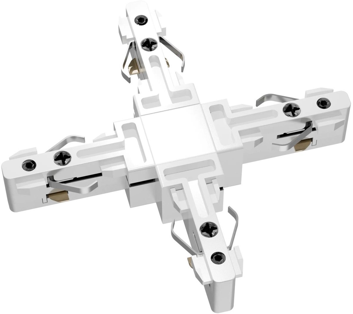 Micro Line X-connector van aluminium, wit - vertakt het railsysteem in vier richtingen, IP20