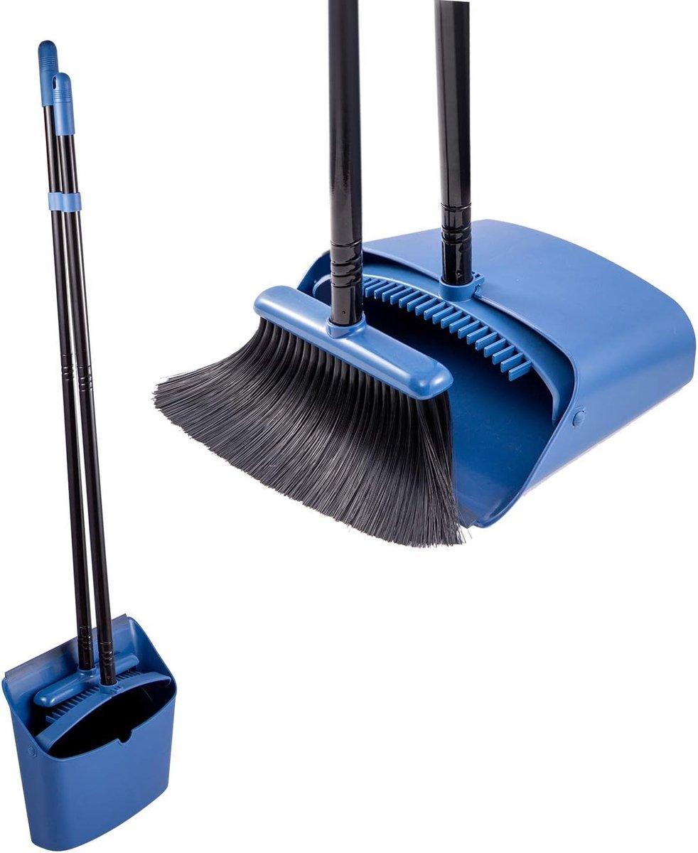 Stoffer en Blik met Lange Steel - Blauw - 137 cm - Hoogwaardige ABS-Materiaal - Voor Huishoudelijk Gebruik