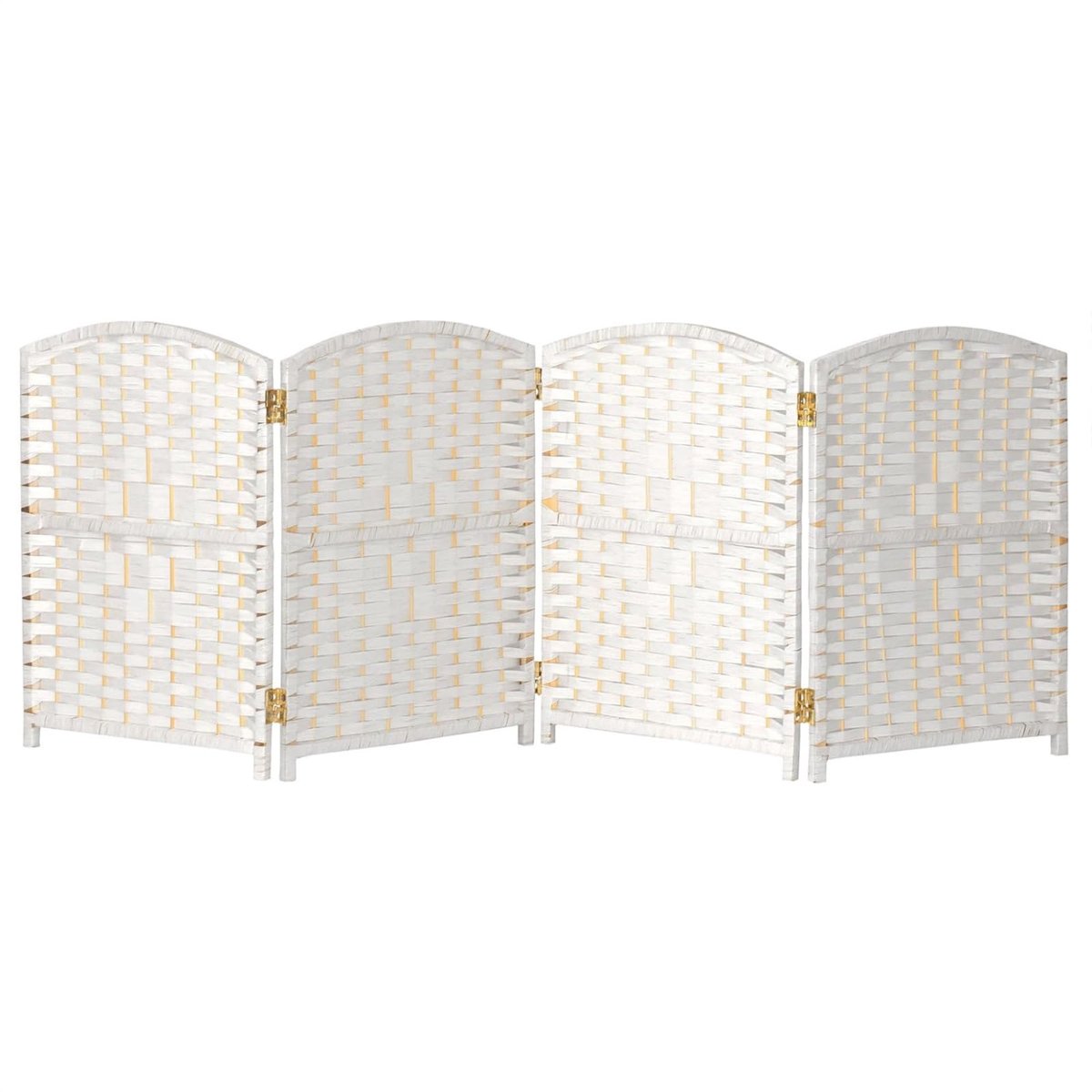 Famanu Kort vouwscherm met 4/5/6 panelen, vrijstaande scheidingswand van rotan voor slaapkamer, in wit, 60 x 30 cm