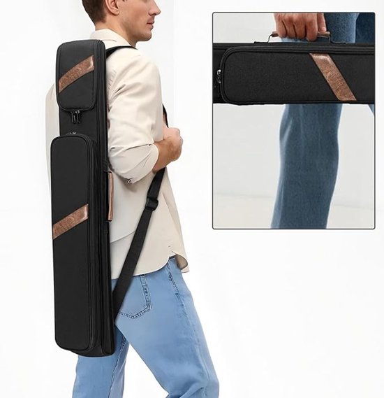 Biljart Cue Case voor 1 Cue en 1 Schacht - Gewatteerde Pool Cue Stok Tas met Accessoire Zakken, Handvat en Afneembare Schouderriem - Nylon — afbeelding 5