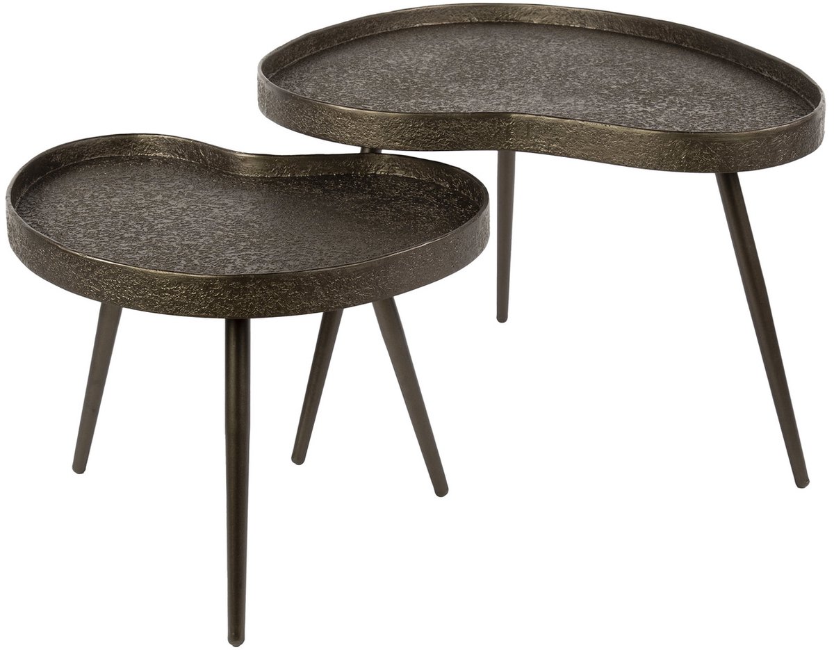 Giga Living Salontafel Contour - Niervormig Brons Metaal - Set Van 2
