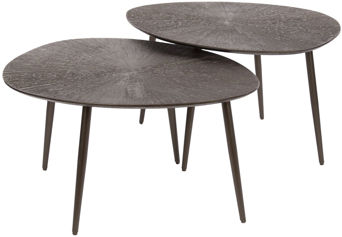 Giga Meubel Salontafel Brown Ray Metal - Bruin Metaal - Set van 2