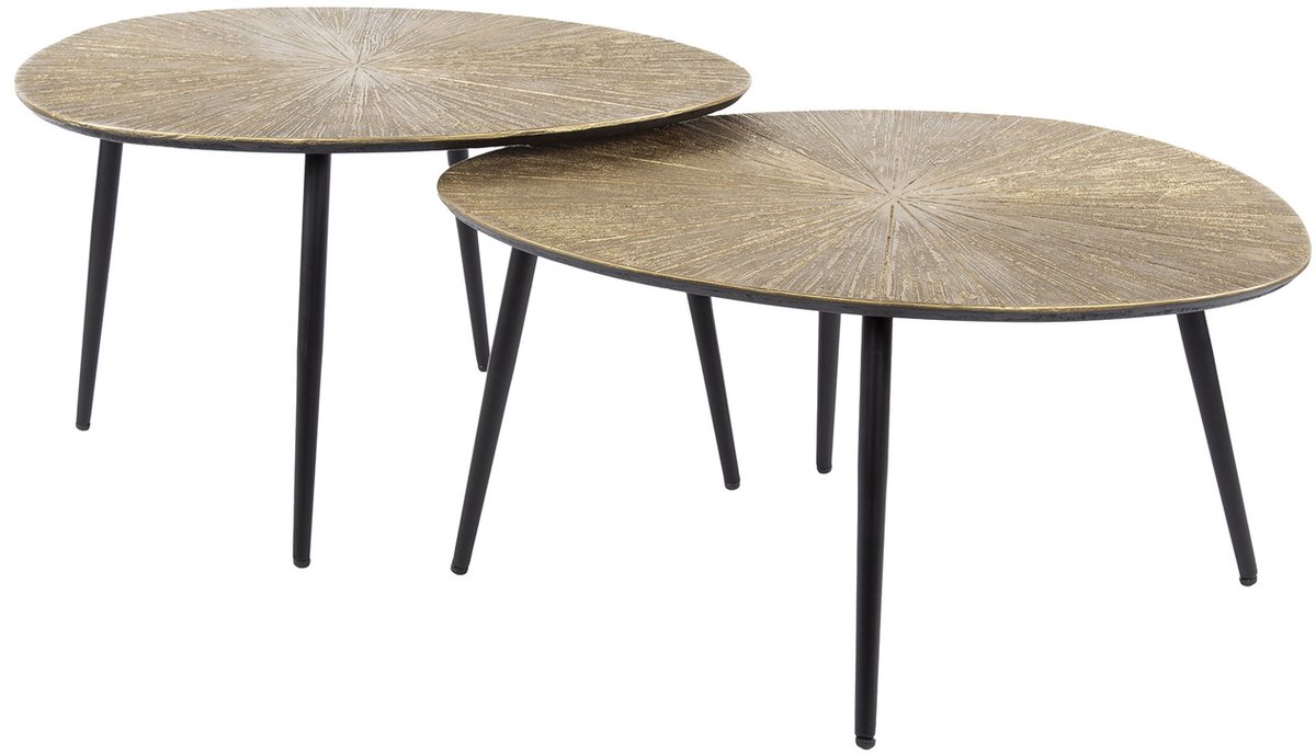 Giga Living Giga Meubel Salontafel Ray Metal - Organisch - Brons Metaal - Set van 2
