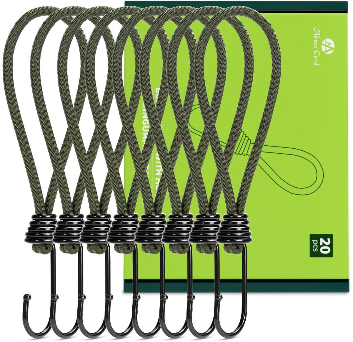 Dekzeilspanner 20cm - rubberen spanners met haak - 20 stuks voor stevige bevestiging - ShopVlot