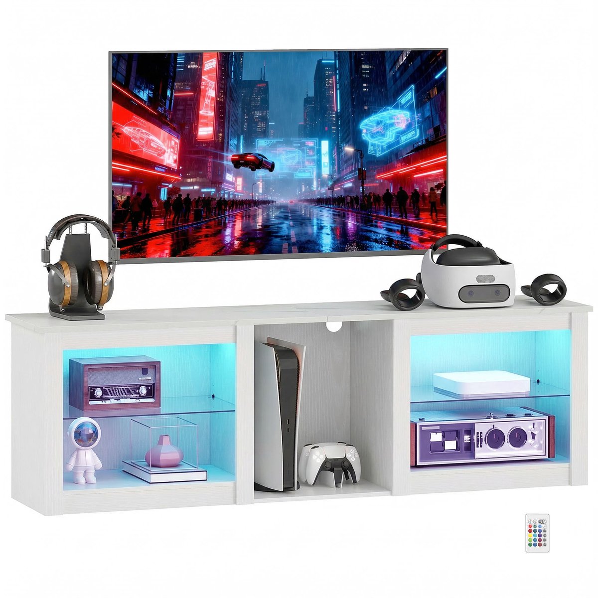 Homcom TV-meubel - Spaanplaat - 160x35x51,7cm - Wit