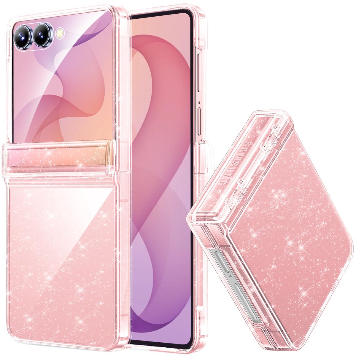 Miimall Beschermhoes en displaybescherming voor Samsung Galaxy Z Flip 8 met glitter, glanzend, flip8 hoes met - ShopVlot
