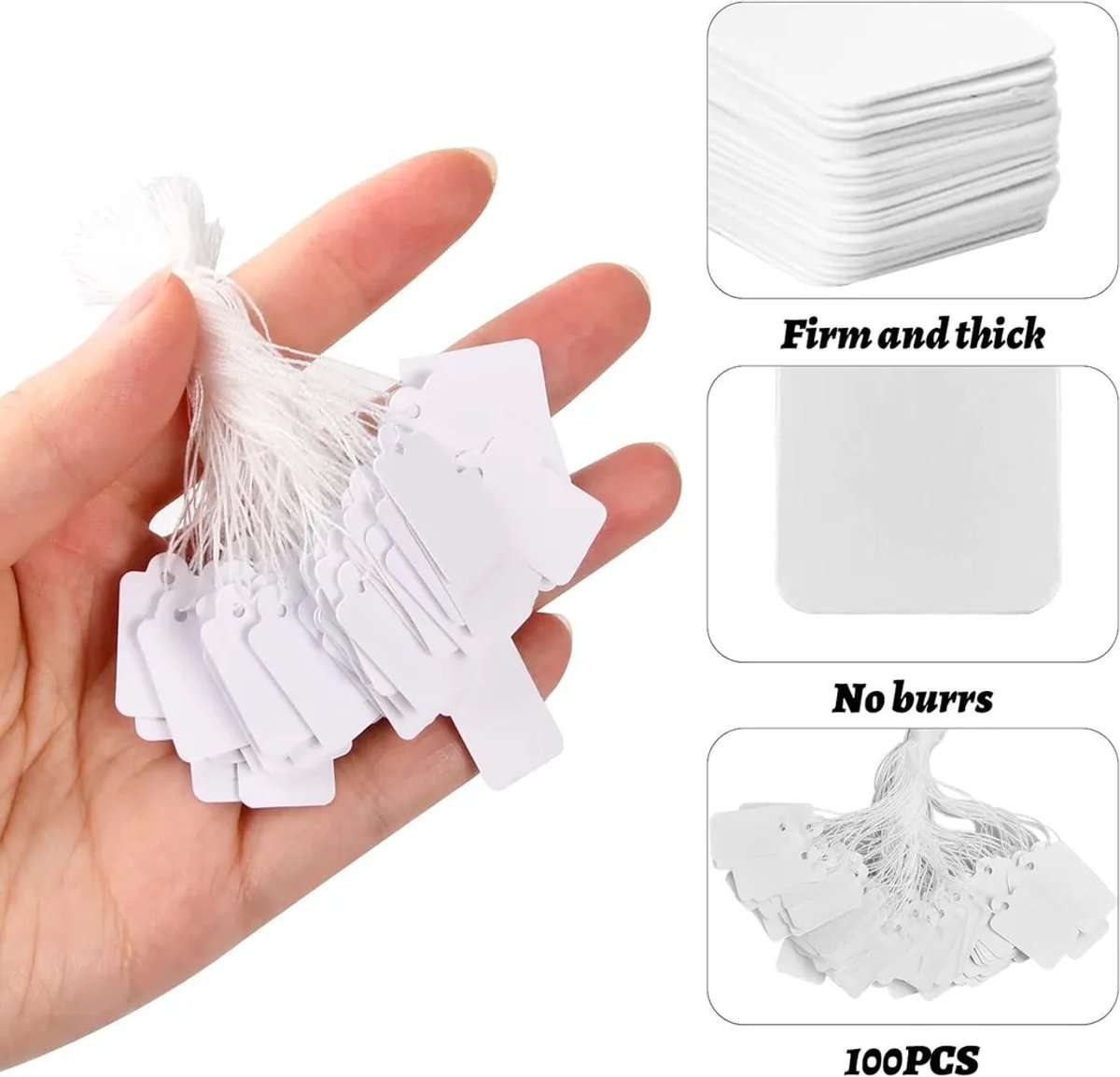 100 prijskaartjes, markeringslabels van 23x13 mm, kraftpapieren labels Geschikt voor koord, blanco kledinglabels, kartonnen labels