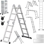 Vouwladder -4x3 Ladder-360cm-Aluminium Multifunctionele-150kg Draagvermogen - Inklapbare Aluminium