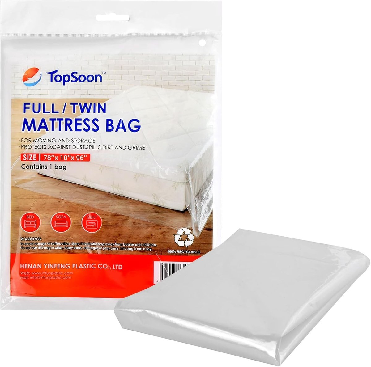 Matrashoes Verhuizen - Transparant - 250 x 192 x 30 cm - Waterdicht - Voor Matrassen