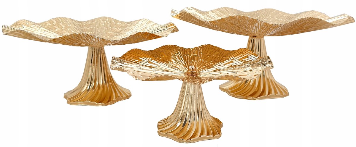 Gouden Serveerschaal Set - 3 Stuks - Taart & Cupcakes