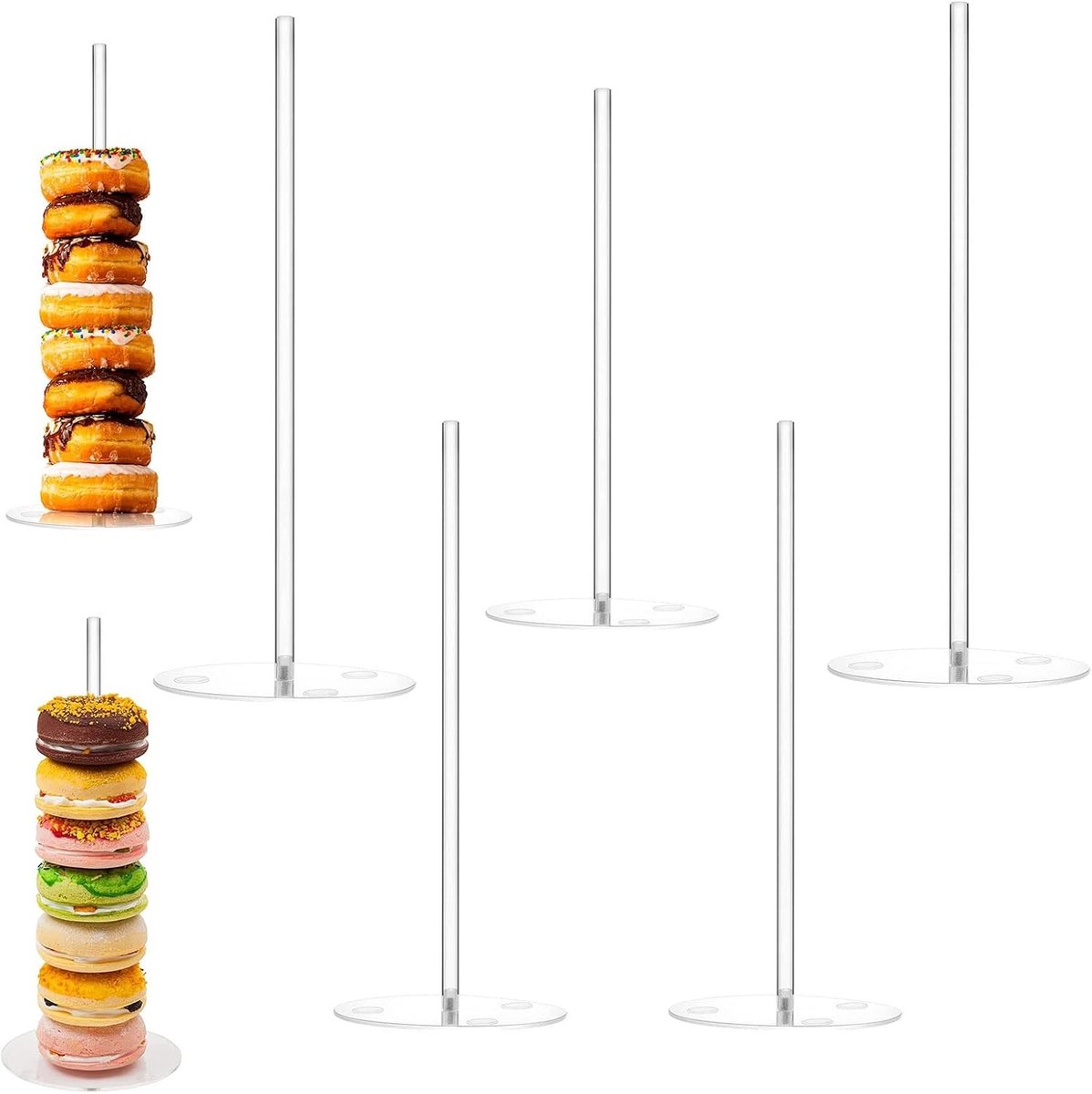 Acryl Donutstandaard - Transparant - 30 cm - Stevige Taartdisplay voor Bruiloften en Feestjes