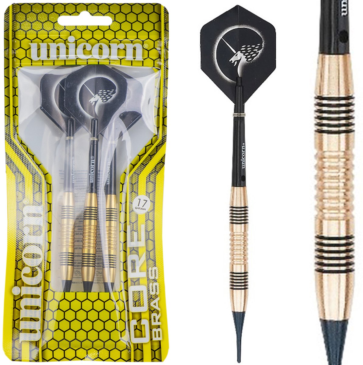 Unicorn Brass Core Soft Tip - Dartpijlen 17 Gram