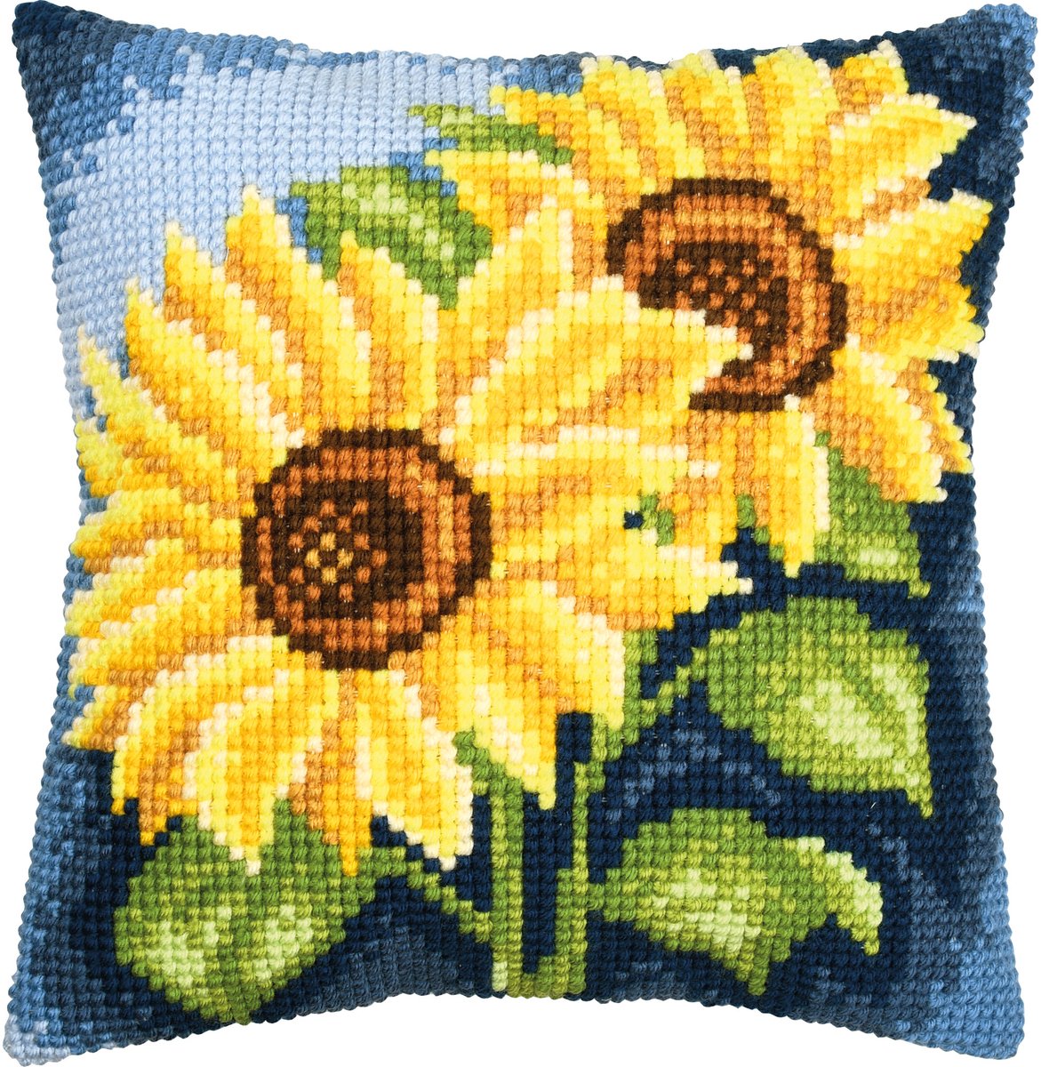 Vervaco - Kruissteekkussen kit Zonnebloemen - PN-0216203 - Borduren - Borduurpakket - Borduurpakket volwassenen - Borduurpakket kind