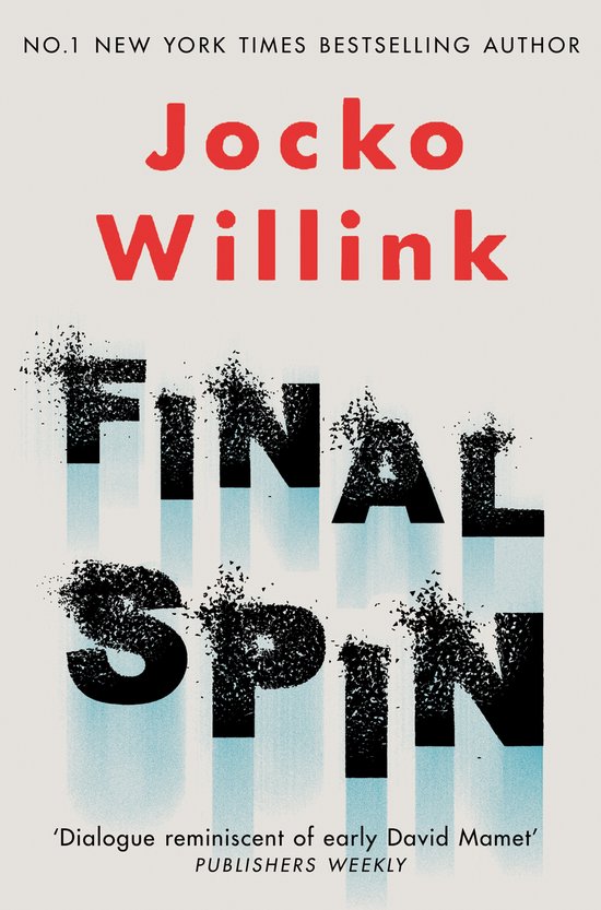 Boekomslag van 'Final Spin' door Jocko Willink. Titel met afbrokkelende letters op een grijze achtergrond met blauwe strepen.