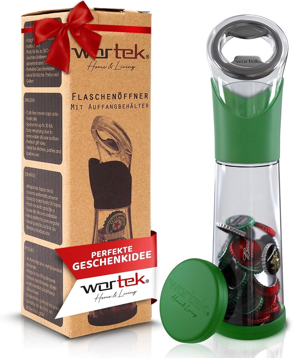 Flesopener met Verzamelcontainer - Groen - Handige Opener voor Flessendoppen - Voor Bierliefhebbers en Campings