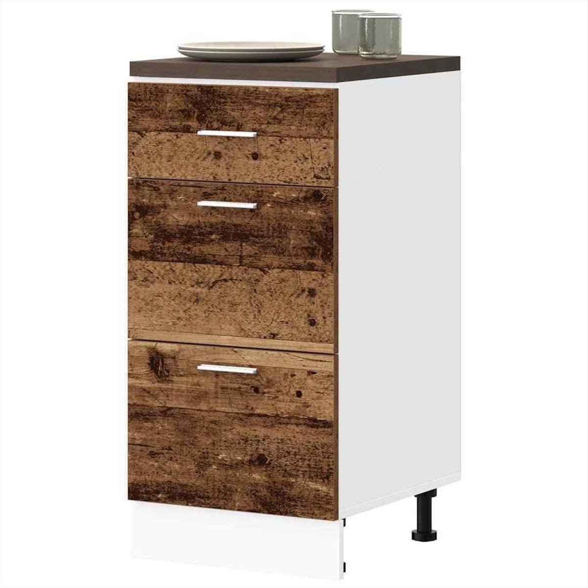 Onderkast Keukenkast - Sideboard Buffet - Keuken Opbergen - Verstelbare Poten - 40x46x81.5 cm - Oud Hout