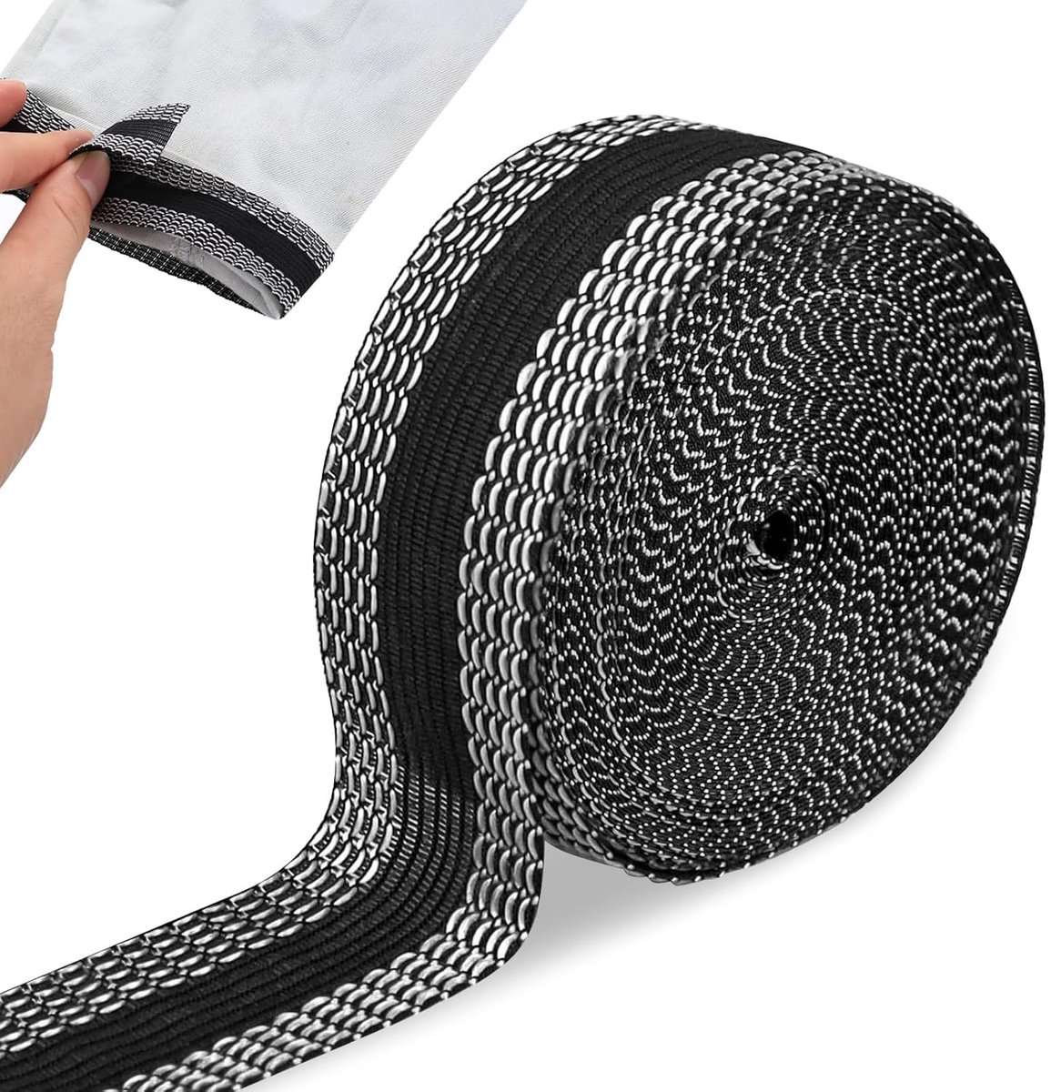 Wasbare Strijkband 10 Meter x 25mm - Zelfklevende Stoffentape voor Gordijnen, Broeken en Kleding - Naadband voor Strijken en Inkorten zonder Naaien (Zwart)