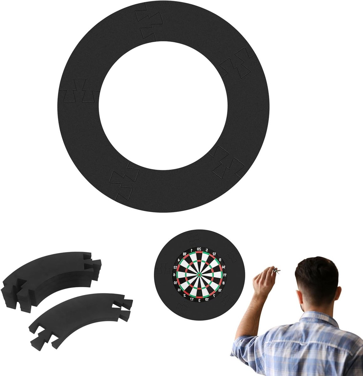 Draagbaar dartbord met beschermring voor onderweg, ideaal voor reizen en muurbeveiliging, effectief en lichtgewicht