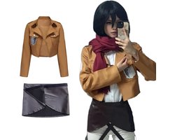 Anime Cosplay Outfit voor Volwassenen, Survey Corps Uniform met Jas en Leren Rok voor Halloween en Conventies