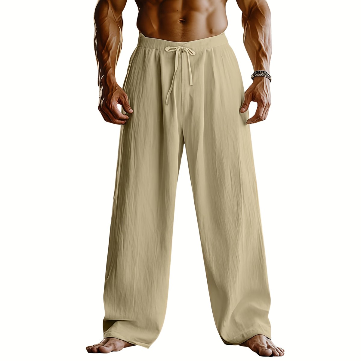 Currero Linnen Broek Heren - Zomerbroek - Volwassenen - Lange Broek - Pantalon - Strandbroek - Zomer - Ibiza Stijl - Khaki L