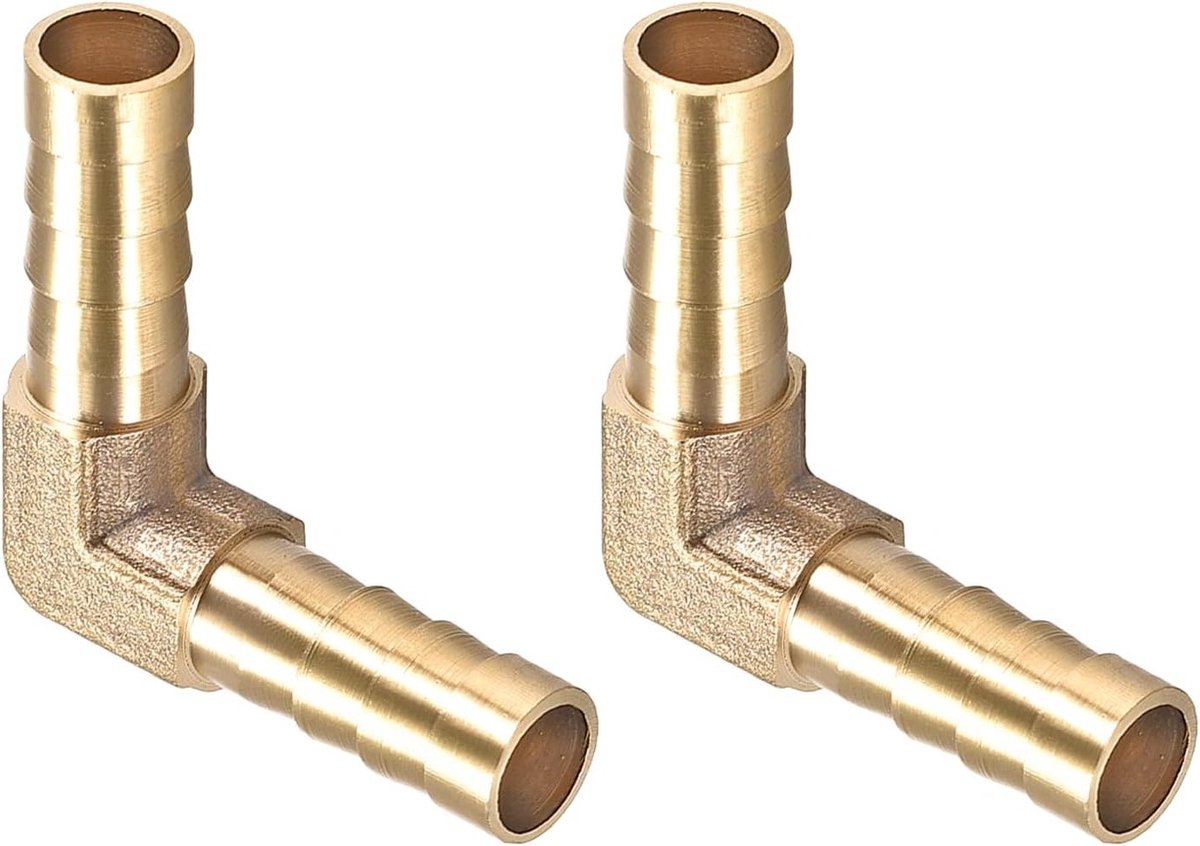 L-vormige messing connector (8mm) voor 2 stangen - verbindingsstuk voor brandstof, lucht, water, olie en gas