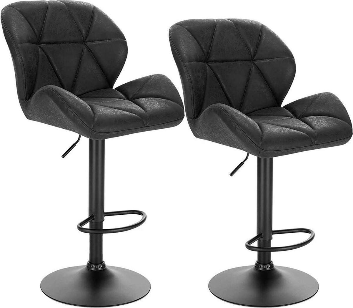 Saphly Barkrukken Set 82cm Zwart - Verstelbaar, Kunstleer en Ergonomisch - Voor Eetkamer, Keuken en Woonkamer
