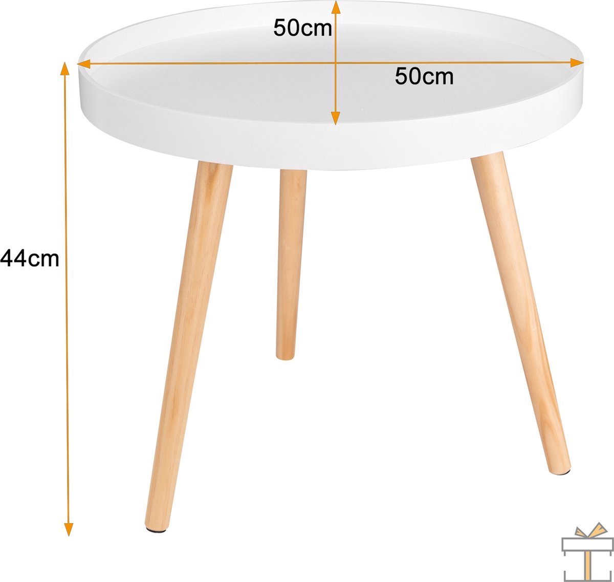 Bijzettafel 50x44cm - Modern, Rond en Koffietafel met Modern Ontwerp - Voor Eetkamer, Woonkamer en Kantoor