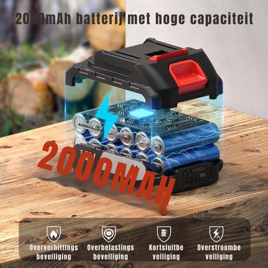 QORA® Mini Kettingzaag - Kettingzaag Accu - Snoeizaag - Mini Kettingzaag Met Accu - Zwart - 30cm x 17cm x 12cm van qora — afbeelding 2