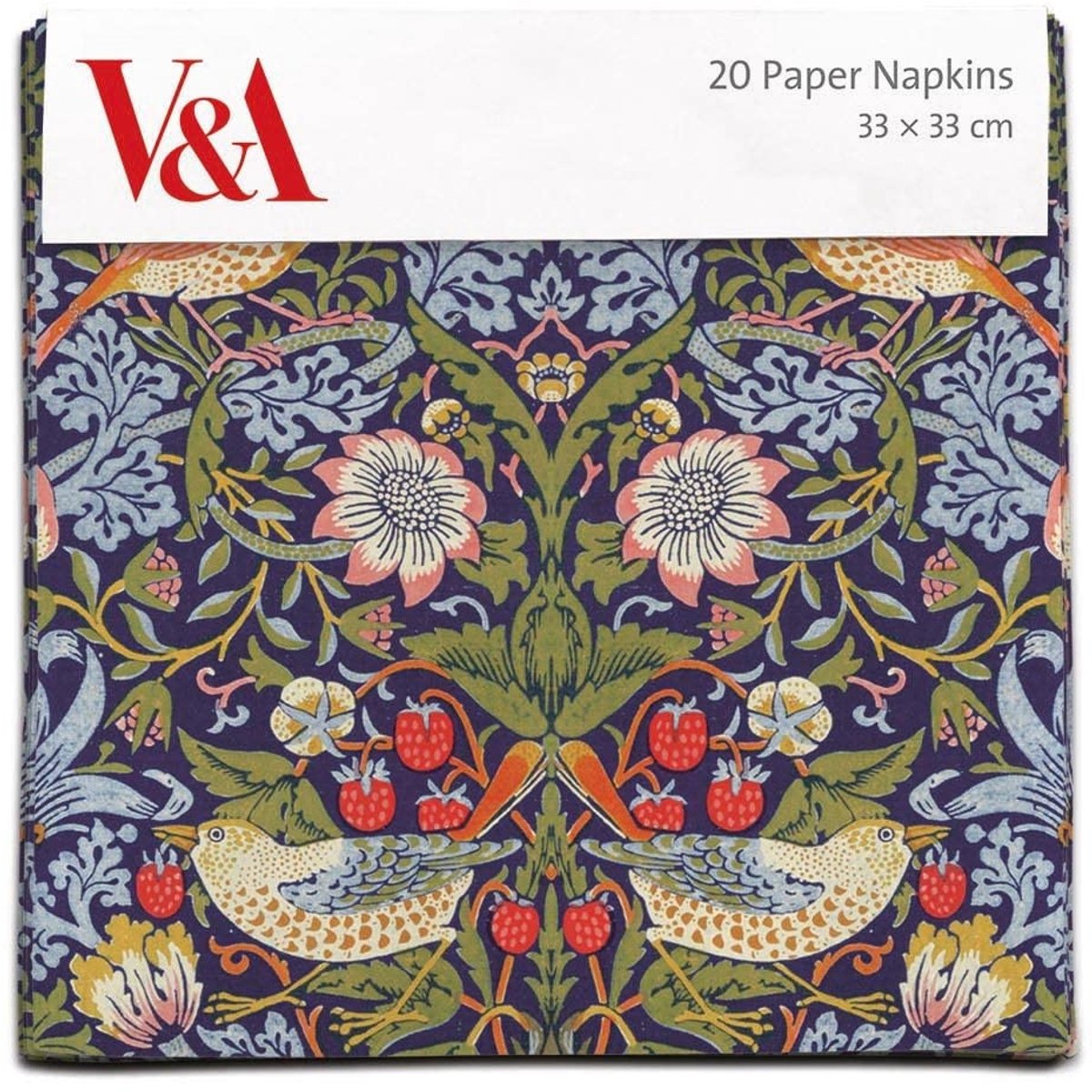 Dailygoods - Set van 20 papieren servetten 'Strawberry Thief' van