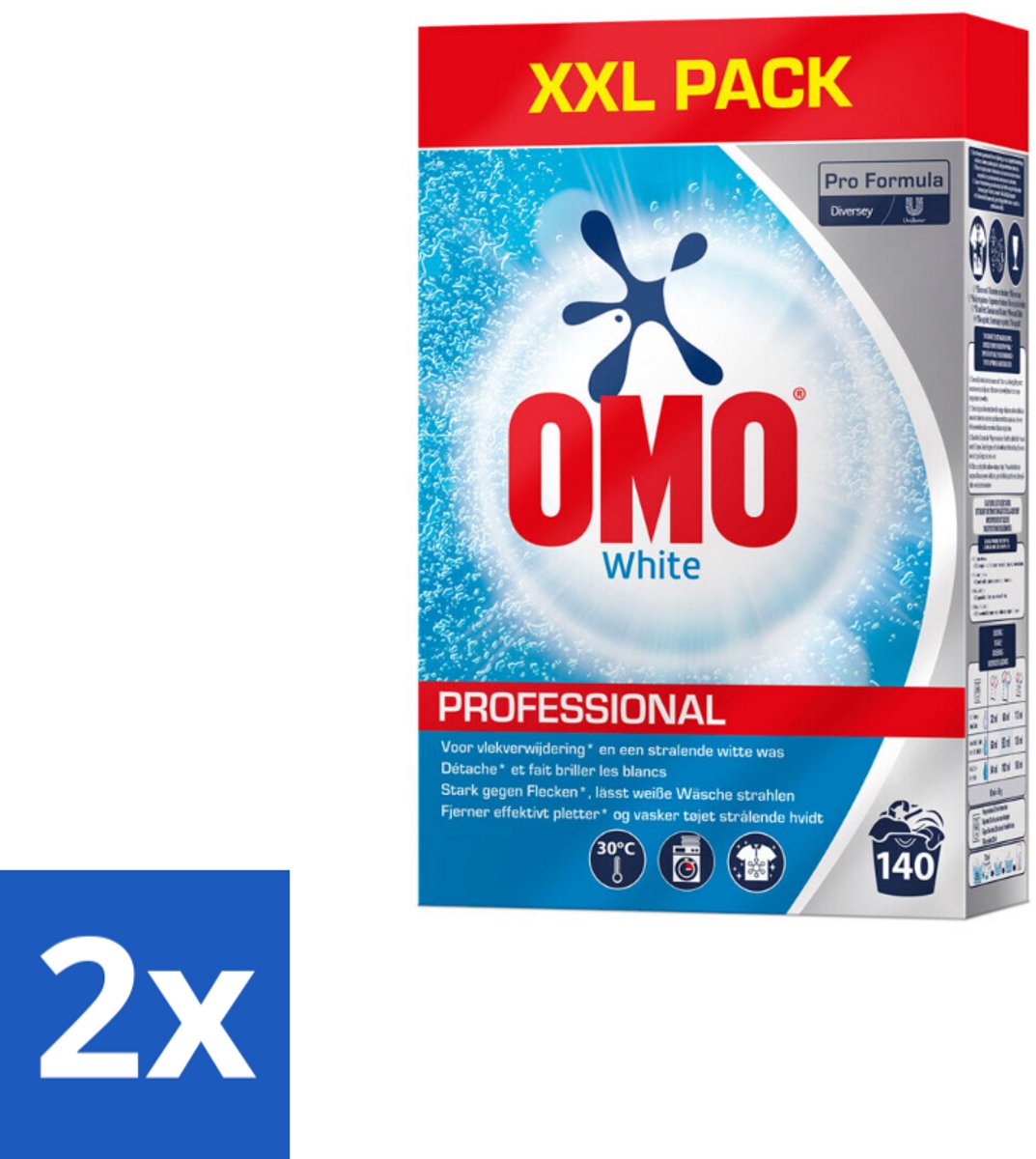 2 x Omo Professional – Wasmiddel Poeder – Witte Was – 140 Wasbeurten – Pro Formula – 7 kg - Wit Waspoeder - Vlekverwijdering - Stralend Wit - Professionele Reiniging - Bleekmiddel