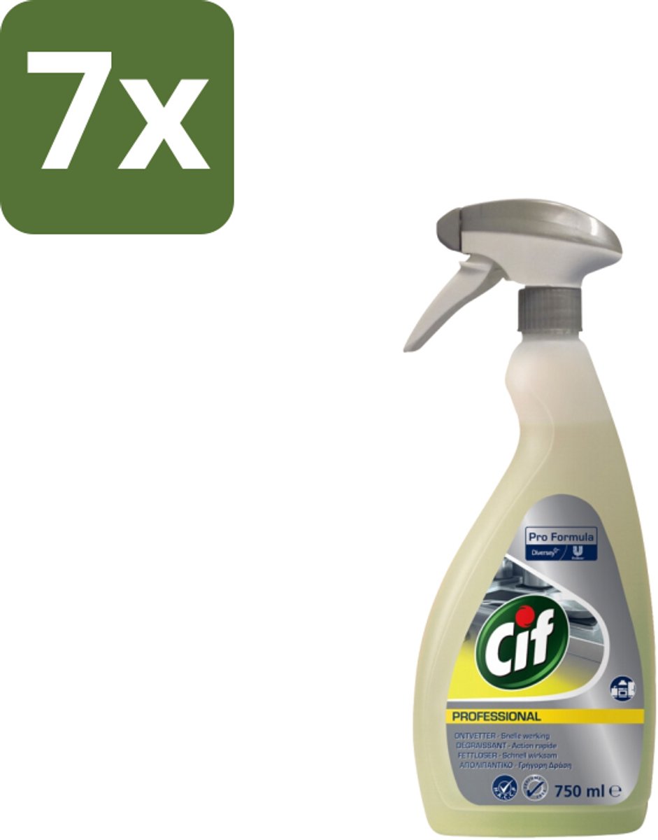 7 x Cif - Ontvetter - Business Solutions Krachtige Keukenontvetter - 750 ml - Keukenontvetter 750 Ml - Professionele Ontvetter - Niet-corrosieve Ontvetter - Aluminium Ontvetter - Vetverwijderaar