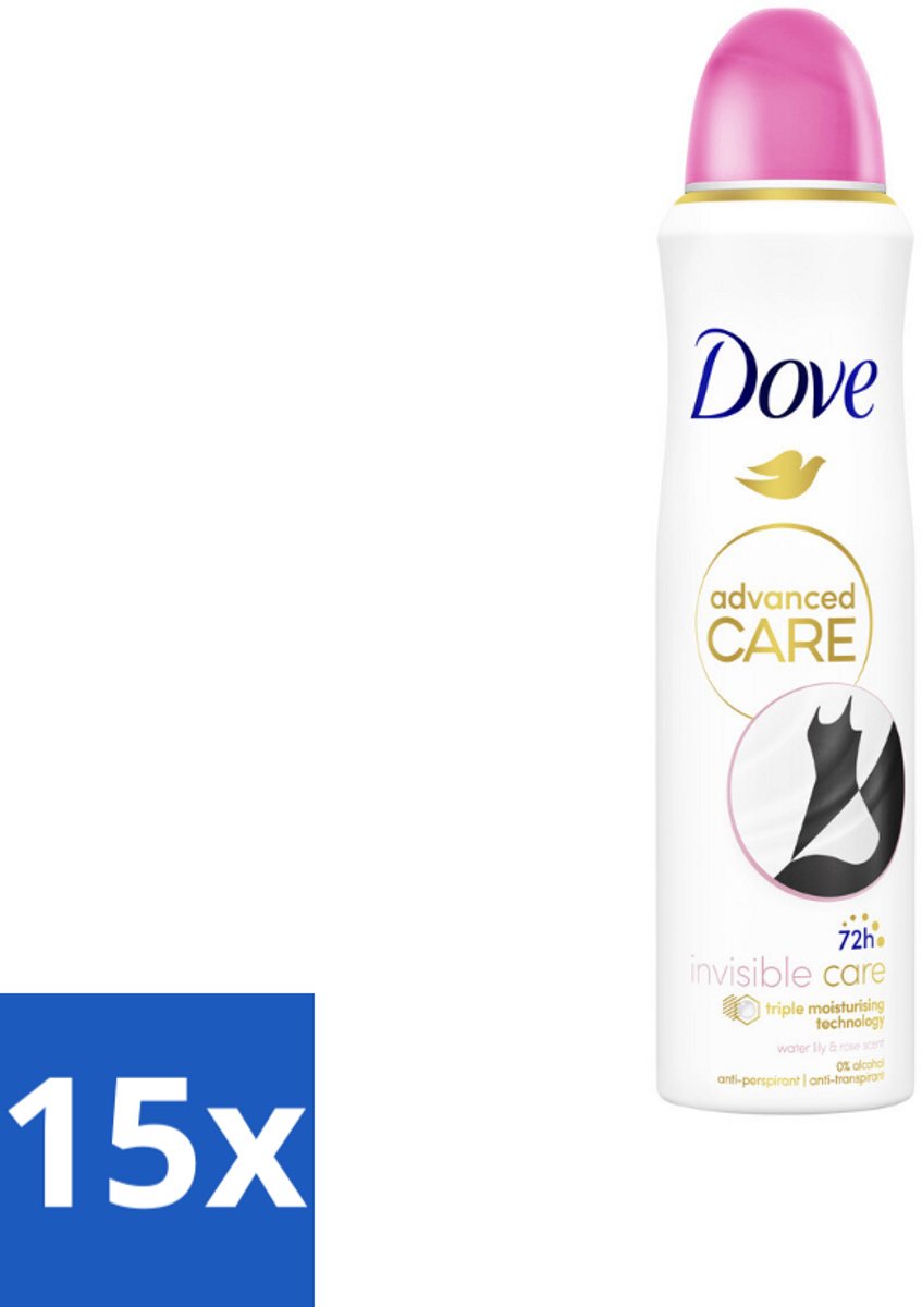 15 x Dove – Deodorant Spray – Invisible Care – 150 ml - Anti-transpirant Spray - Zweetvermindering - Geurvermindering - Onzichtbare Strepen - Huidverzorging