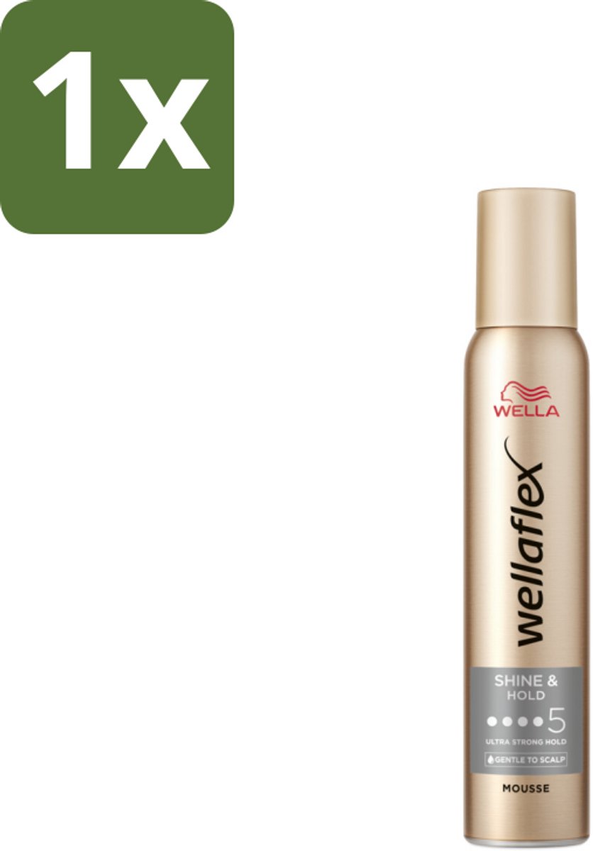 1 x Wella – Flex Shine & Hold – Haarmousse – 200 ml - Haarmousse - Glans - Langdurige Hold - UV Bescherming - Vegan Haarverzorging