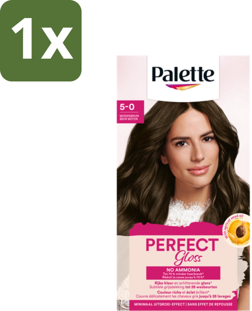 1 x Palette - Haarverf - Perfect Gloss 5 Medium Brown - Koffie - Koffiezetapparaat - Koffiezetapparaat