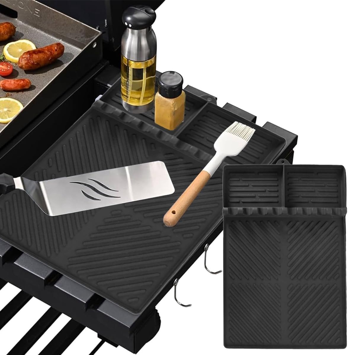Grill Side Board Mat voor Buiten, 40.5×29.5cm Siliconen Barbecue Mat, Ideaal voor Kruidens, Flessen en Grill Gereedschap, Eenvoudig Schoon te Maken